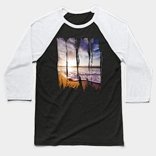 Summer Beach With Ocean Water And A Sunset Baseball T-Shirt